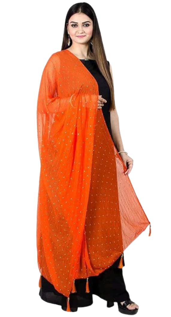 cloric fashion Women's Printed Chiffon Dupatta | Jaipuri Star Printed Dupatta For Party, Festival and Wedding-picture-39