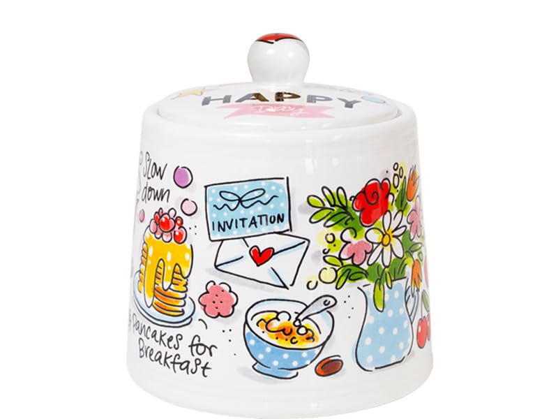 Blond Amsterdam Zuckerdose This makes me happy Herzdeckel – Keramikdose mit Happy-Design – Küchenaccessoire & Geschenkidee