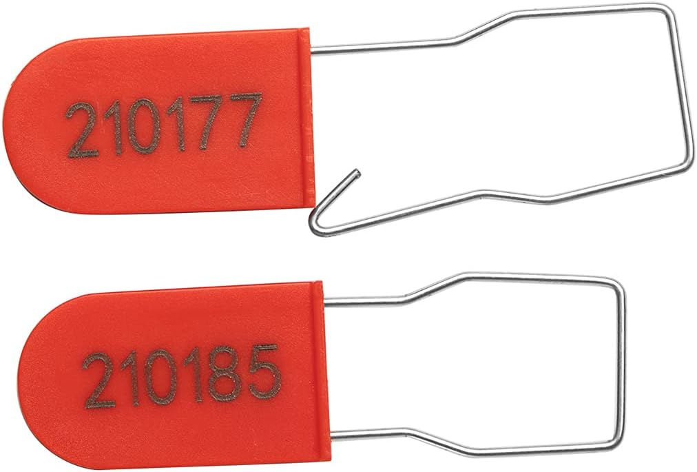 Plastic Wire Padlocks Security Seals Disposable Anti-Tamper Lock Numbered Red (Pack of 100)