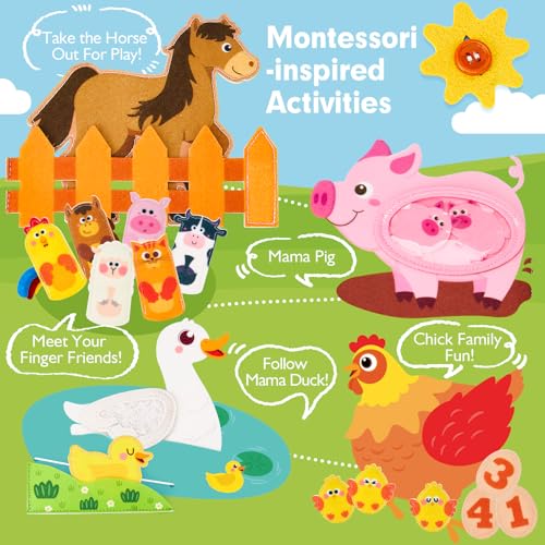 Image of hahaland Busy Book for Toddlers 1-3 - Farm Animals Busy Board 1 Year Old