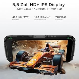 DOOGEE Fire 3 Outdoor Handy Android 15, Octa-Core Prozessor 8350mAh, 12GB+64GB/2TB TF Outdoor Smartphone Ohne Vertrag, 5.5" IPS HD+ Baustellenhandy, 13MP AI Kamera, Widevine L1/4G Dual SIM/Face ID/NFC