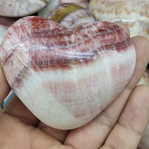 FFIME 200g Natural Tricolor Calcite Pork Stone Crystal Heart 1 pcs Beautiful Natural Crystal Stone Crystal