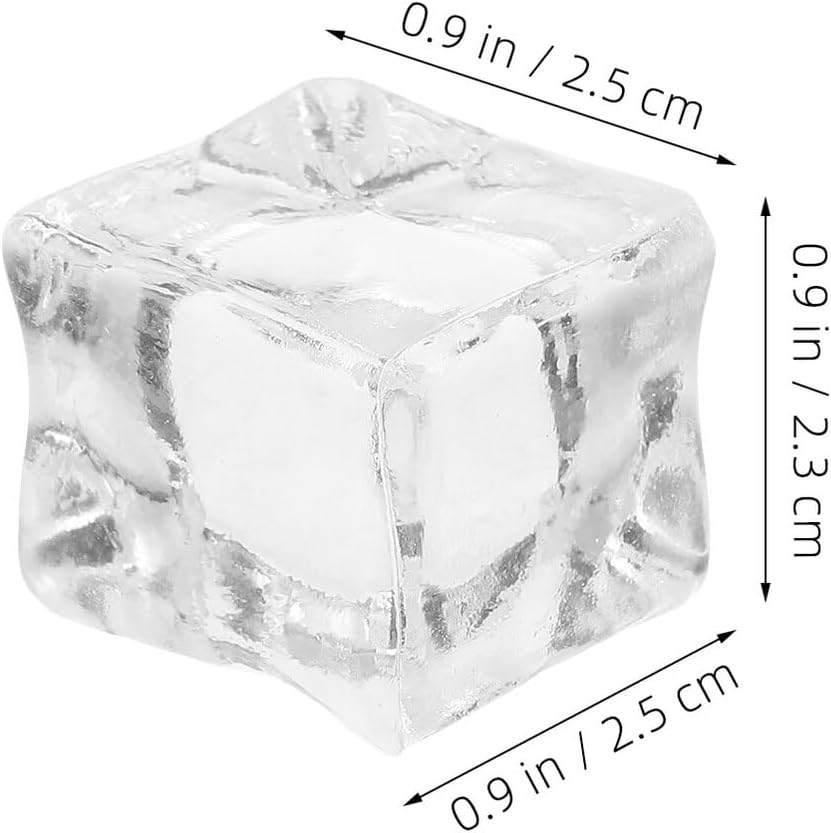 100pcs 1-inch Plastic Fake Ice Cubes, Reusable Artificial Ice Cube Models for Vase Fillers, Bar Decorations, Photography Props, and Home Décor