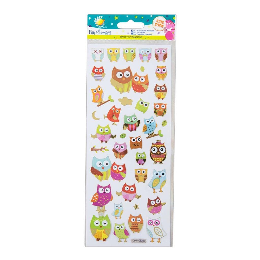 Craft Planet Fun Stickers, Owls, for Young Crafters Collection, Posters, Card Making, Scrapbooking, Party Bag Fillers, Books, Reward Charts, Invites, Crafts