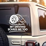 My Driving Scares Me Too Car Decal, Funny Student Driver, Funny Wall Sticker, Car Bumper Decoration Accessories for Car, Trucks, SUV, Window, Wall, Laptop 6" x 5.5"