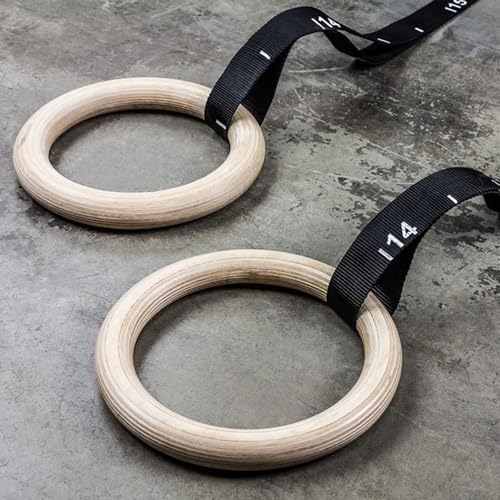Image of Wooden Gymnastic Rings | 1100 lbs Load Capacity | Adjustable Buckle Straps | Calisthenics Equipment | Gym Rings for Pull Ups, Strength Training & Crossfit Home Workout for Men & Women