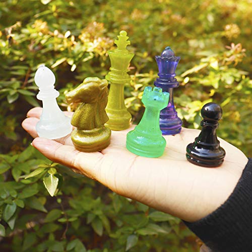 Chess Board Resin Mold Set, 1 Pcs Large Checker Board Epoxy Casting Mold with 6 Pcs 3D Chess Pieces Silicone Molds for DIY Art Crafts Jewelry Making, Family Board Games - Thumbnail 4