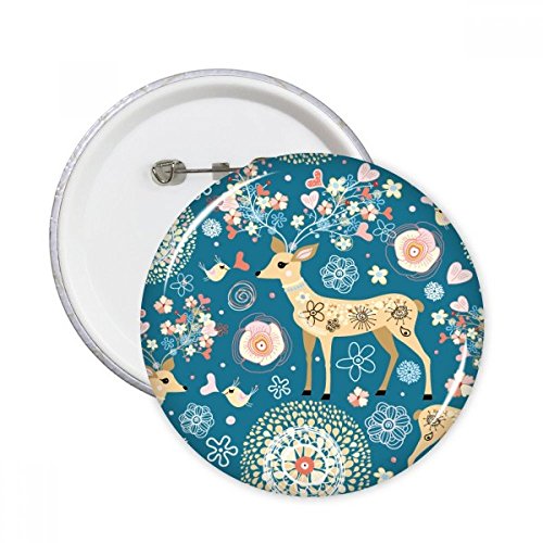 Pins ronde animal bleu cerf décoration fleur bouton d'insigne vêtements multicolore