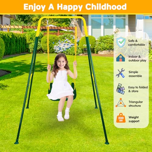 Image of 4 in 1 Toddler Swing Set & Baby Jumper, Foldable Swing Set for Backyard