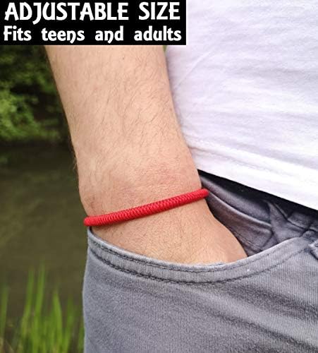 LUCKY BUDDHIST Handmade Bracelet + Buddhist Gift! Tibetan Good Luck String Armband. For Women, Men, Teens. Adjustable Size! Friendship present. Handcrafted rope woven chakra wristband. Red