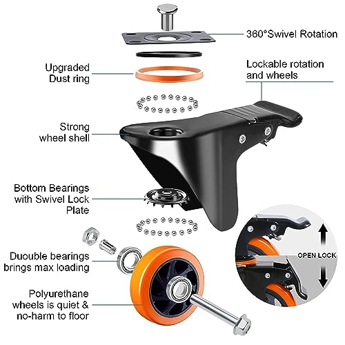 Tayloon A01 3 Inch Casters Set Of 4 Heavy Duty thumb #3