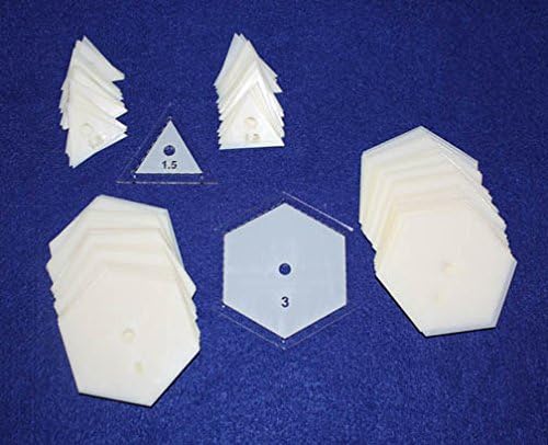 Mylar 3 Inch Hexagon & 1.5 Inch Equilateral Triangle 102 Piece Set - Quilting/Sewing Templates