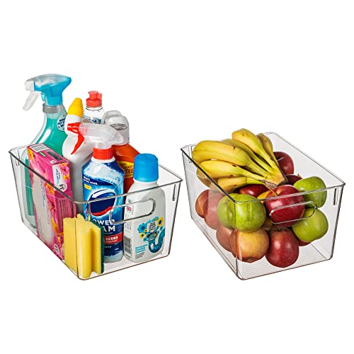 Amtido Clear Plastic Storage Bins for Fridge, Cupboard, Pantry, and Kitchen - Versatile Kitchen Storage Organiser for Food, Fruit, Vegetable, Cleaning Products, and Clothing Storage (2-Pack) - Image 3