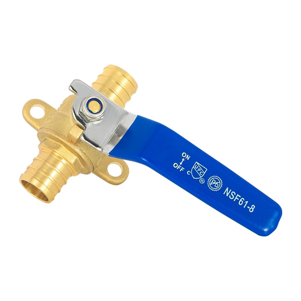 EFIELD - Válvula de bola de latón con cierre Pex de 1 pulgada con oreja, niveles azules, ASTM F1807, sin plomo (5)
