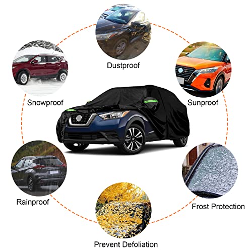 Image of Waterproof Car Covers Replace for 2016-2024 Nissan Kicks, 6 Layers All Weather Custom-fit Car Cover with Zipper Door & Windproof Bands for Snow Rain Dust Hail Protection (Kicks)