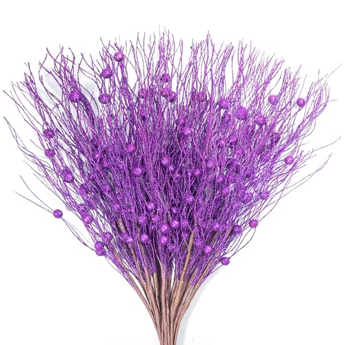 KI Store 20 Stück deko Zweig lila Weihnachten äste künstlicher...