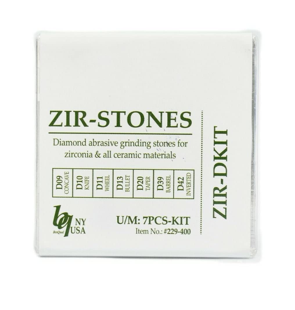Diamond Abrasive Grinding Stones for Zirconia & All Ceramic Materials ZIR-KIT of 7 Points