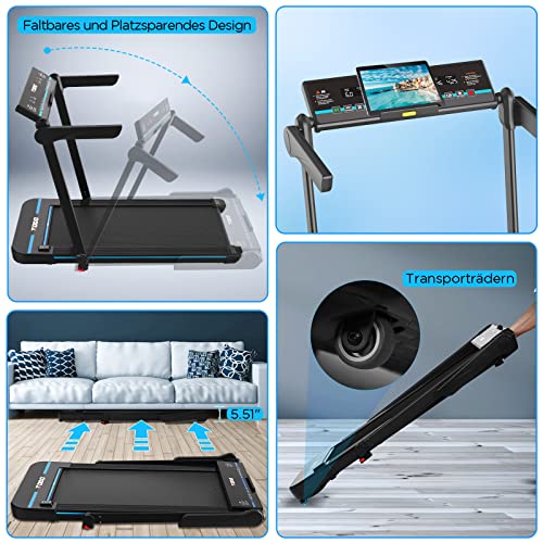 Laufband Klappbar, Laufband für Zuhause Klappbar, 2.5 HP 1-12 KM/H, Verbreiterter Laufgürtel, Einfache Installation… – Bild 5