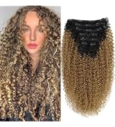 LACE PLUS Clip In Hair Extensions - Synthetic hair Black Strawberry Blonde Clip in Hair Extension...