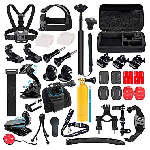 Suptig Tillbehörssats kompatibel med Gopro Hero 7/6/5/4/3/3+/2/1/session och kamera AKASO Dragon Campark Yi Xiaomi actionkamera tillbehör