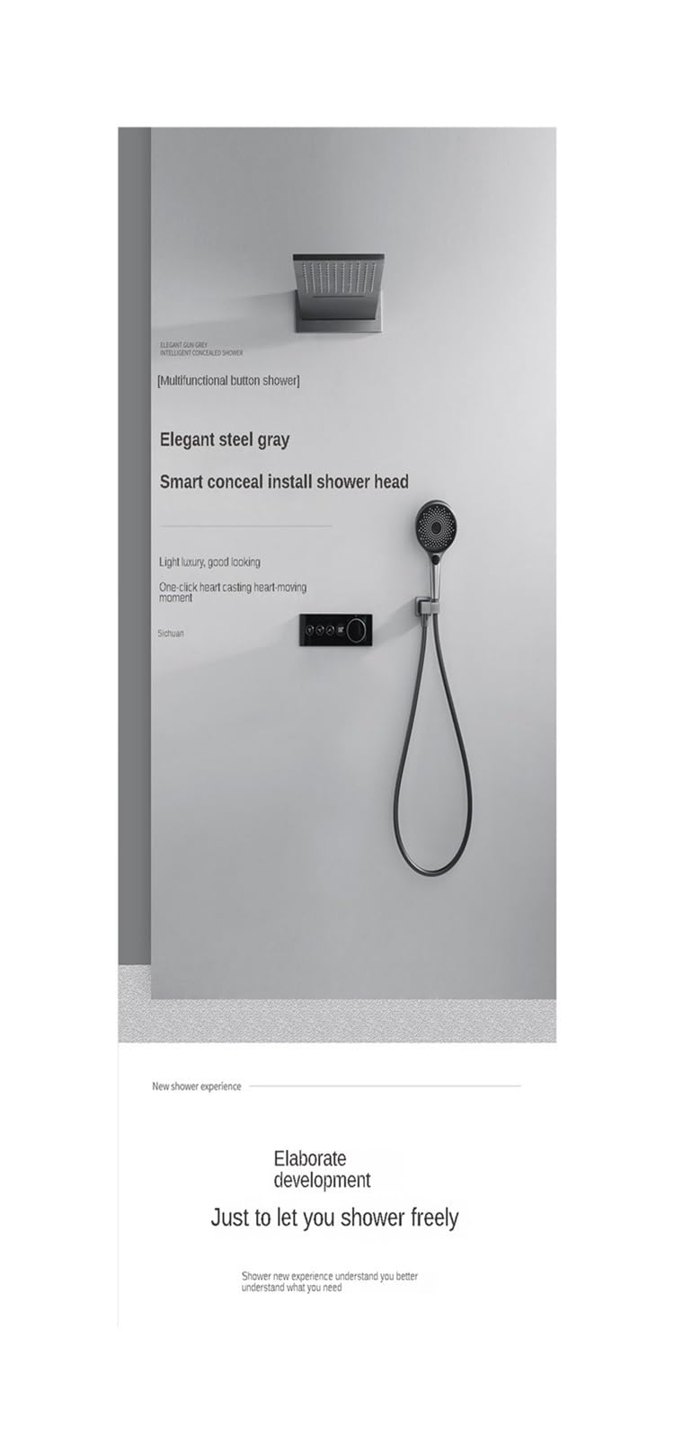 Rubinetto for Doccia da Bagno, Set Doccia a Parete con Display Digitale Intelligente Nero, Temperatura costante Nascosta in Rame Oro Rosa(Matte White)