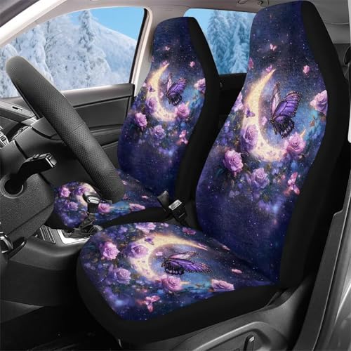Housses de siège de voiture avant lavables et extensibles motif féerique papillon