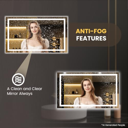 Image of LOAAO 68 inchX36 inch LED Bathroom Mirror with Lights, Anti-Fog, Dimmable, Backlit + Front Lit, Lighted Bathroom Vanity Mirror for Wall, Memory Function, Tempered Glass, Safe to Use, ETL Listed