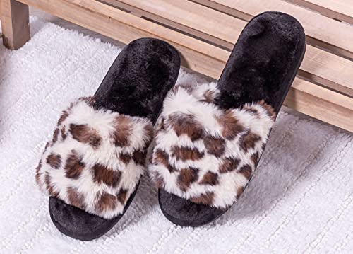 BIANCHERIAWEB Chaussons d'hiver en fausse fourrure souple modèle Leopard 39-40 Leopard Cover