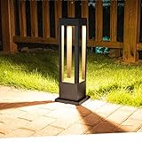 wrming 5w led lampione da giardino esterno nero, moderno design lampioni da terrazzo, alluminio palo da esterno da giardino, ip65 impermeabile, 3000k bianco caldo, 400lm,60cm