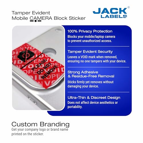 Image of Tamper-Evident Camera Block Void Stickers - Privacy Protection Seals | Anti-Tamper Security Labels for Mobile & Laptop | Void If Removed | Non-Removable Destructible Stickers 20x40mm (100) (100)