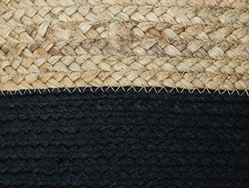 Woven St. Ottoman Pouf | Hand-Braided |100% Jute | Large Funiture Pouf | Footrest, Bean Bag, Floor Chair | Great For The Living Room, Bedroom & Kid’s Room | 14’’ X 14’’ X 16’’ | Natural Black #TOP4