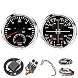 RACETECH 110mm (4-3/8') Set 2in1 GPS Speedometer Tachometer + 4in1 Oil,Water Fuel Volt Gauge Set – 7 Color LED Black Dial IP67 Waterproof 12V/24V – for Auto, Marine, Moto