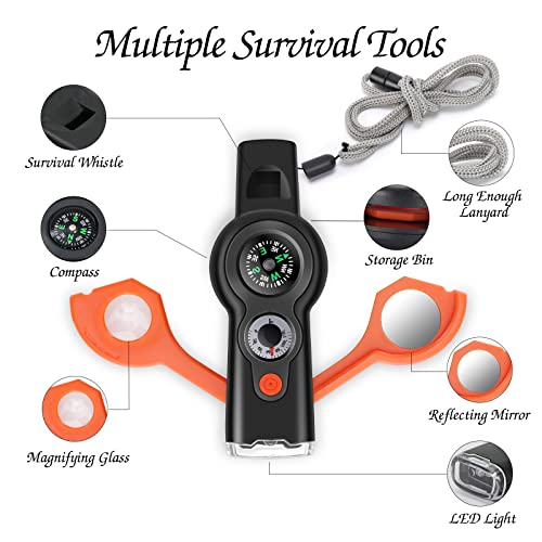 Yl Mainland YL001 7-In-1 Emergency Survival Function Whistle, Outdoor Multifunctional Tool Safety Whistle With Lanyard, Ideal For Kayaking, Boating, Hiking, Camping, Climbing, Hunting, Fishing, Rescue Signaling thumb #1