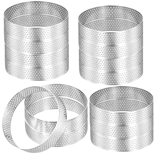 USSDVVCQ 14 Pcs 2 Inch Tart Rings,Stainless Steel Crumpet Ring,Round Mousse Cake Ring Metal Pastry Mold for Baking Cooking Pastries by USSDVVCQ - Used condition - US$13.85