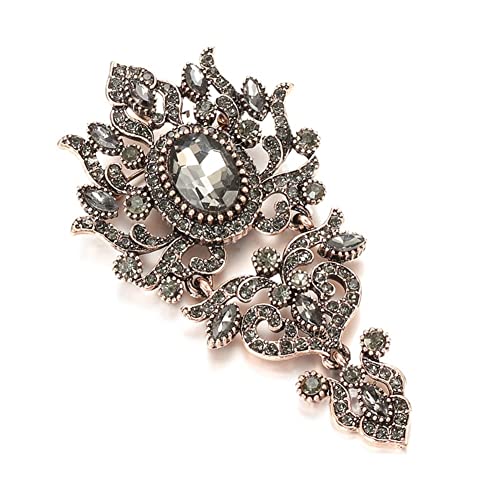 Broche en cristal gris pour femme et bijoux de mariage turcs vintage
