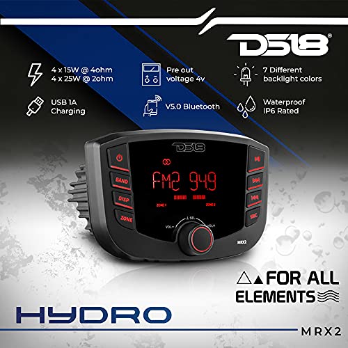 Radio DS18 Hydro MRX2 con Pantalla LCD, Bluetooth y USB miniatura 2