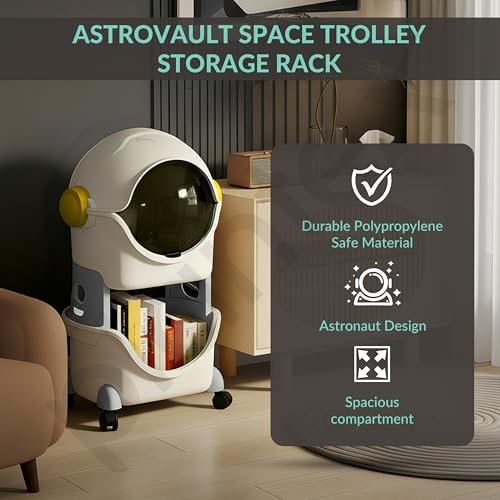 Image of Plantex Toy Rack for Kids Room /Multipurpose Astro Storage Organizer for Baby Clothes Wardrobe /2-Tier ABS Plastic Baby Toy Storage Organiser with Flip Cover-Pack of 1(White & Grey)