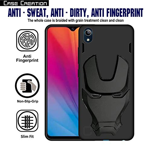 Image of COVERLY Official 3D Touch Feel Trending Avengers Logo Mask Soft Rugged Grip Silicone Iron Man Super Power Cartoon Movie Engraved Silicone Matte Back Cover for Vivo Y90 (2019) -HD Black Avenger