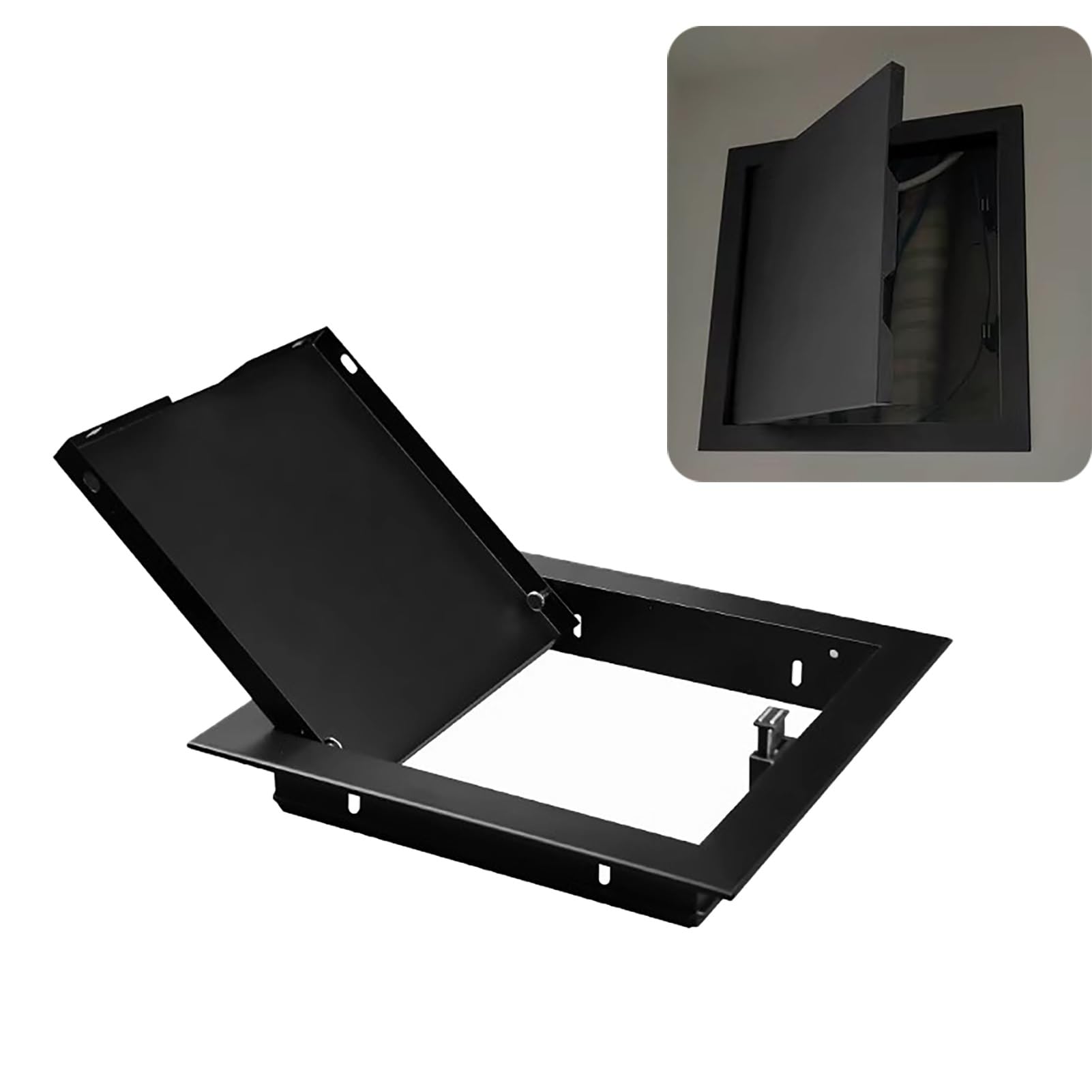 Panel de Acceso Negro para Interruptor pulsador de Yeso, Puerta de Acceso a Pared/Techo con Marco de Aluminio, Caja de plomería para renovación de baños (25 x 25 cm)