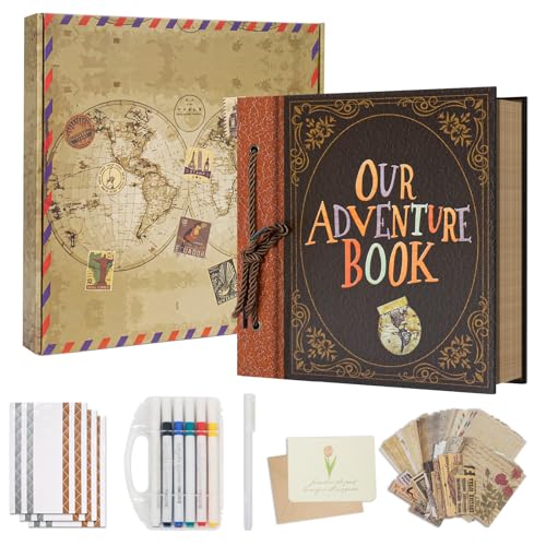 Remowith Scrapbook Kit, 25.5x25.5cm DIY Photo Album Supplies Hardcover Kraft Paper with 40 Sheets 80 Khaki Pages, Creative Craft Gift with Accessories for Anniversary, Wedding, Birthday, Travel