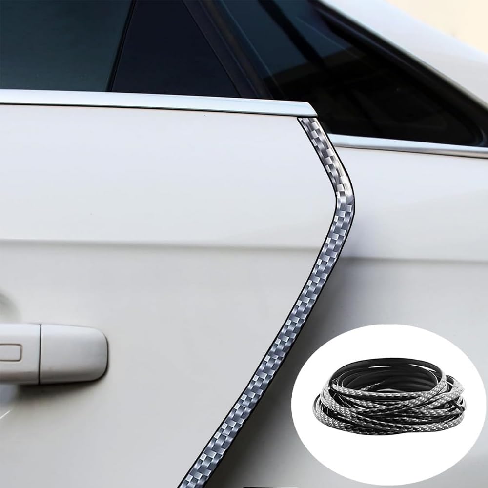 YIXUEERWSY 5m Car Door Edge Guard fits for Mercedes Benz E-Klasse Limousine W214 I 2023-2024, Carbon Fibre Effect Rubber U Channel Flexible Protector Trim Door Seal Impact Protection