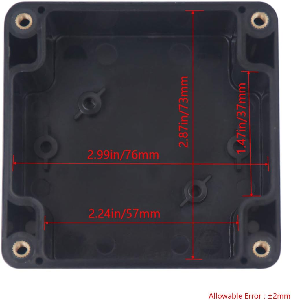2 Pack Project Box IP65 Waterproof Junction Box ABS Plastic Black Electrical Boxes DIY Electronic Project Case Power Enclosure 3.27"x3.19"x2.2"(83x81x56mm)
