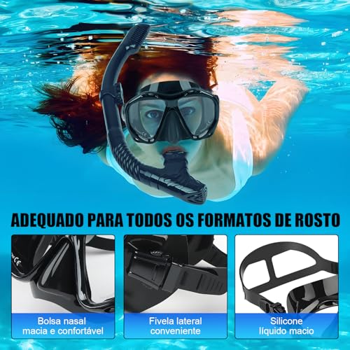 Kerdele Mascara de Mergulho, Máscara e Snorkel, Mascara Mergulho Snorkel, Kit Óculos de Mergulho, Ki