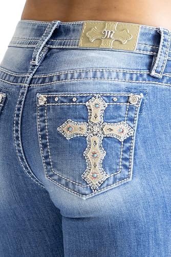 Miss Me Women's Stoned Cross Applique Mid-Rise Bootcut Jeans4
