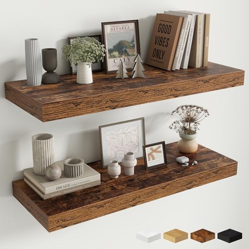 Fun Memories 32 x 12 Floating Shelves Wall-Mounted - Rustic