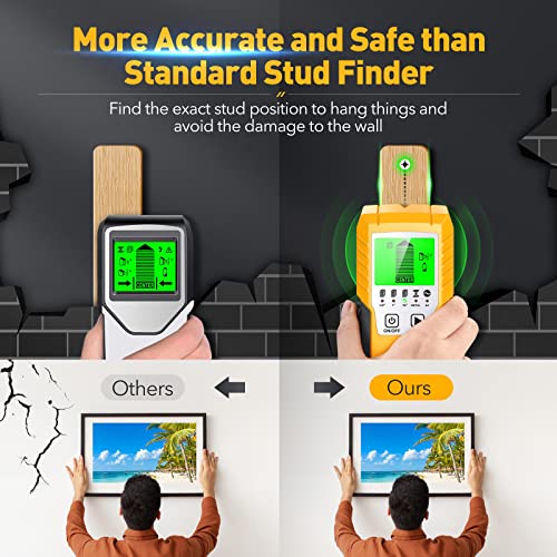 Stud Finder Wall Scanner Sensor - 5 In 1 Electronic Wall Wood Metal Stud Finder Edge Center Beam Finders Stud Sensor Detector For Live Ac Wire Pipe Metal Wood Studs Joist Drywall Detection #TOP5
