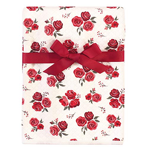 Image of Hudson Baby Unisex Baby Quilted Multi-Purpose Swaddle, Receiving, Stroller Blanket, Red Rose 1-Pack, One Size