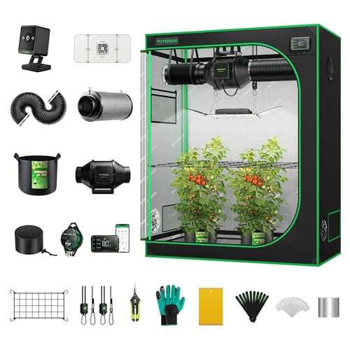 VIVOSUN GIY Smart Grow Tent System 4x2 and GrowCam C4, 2K QHD WiFi Smart Camera for Grow Tent & VGrow Smart Grow Box, Timelapse, Night Vision, SD Card Storage, 2-Way Audio, App Control