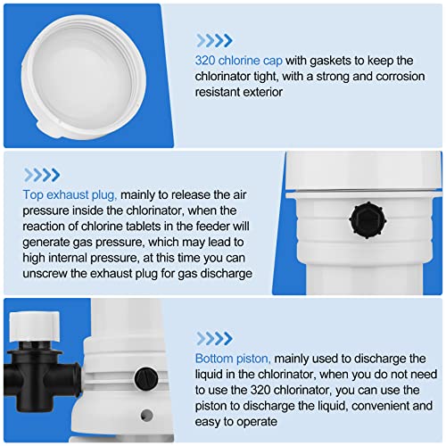Upgraded 320 Pool Automatic Chlorine/Bromine Inline Feeder Compatible With Pentair Rainbow 320 Chlorinator, R171096 Feeder With Complete Accessories, One Year Warranty #TOP3