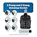 OREI South Africa Power Adapter - Type M Plug Adapter Compatible with South Africa, Botswana, Namibia & More - 2 in 1 US to South Africa Power Adapter - CE Certified, RoHS Compliant 2 Pack,Black Color